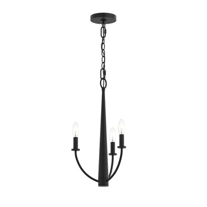 Progress Lighting P400457-31M Jheni 3 Light 12 Inch Matte Black Chandelier - full product view on white background