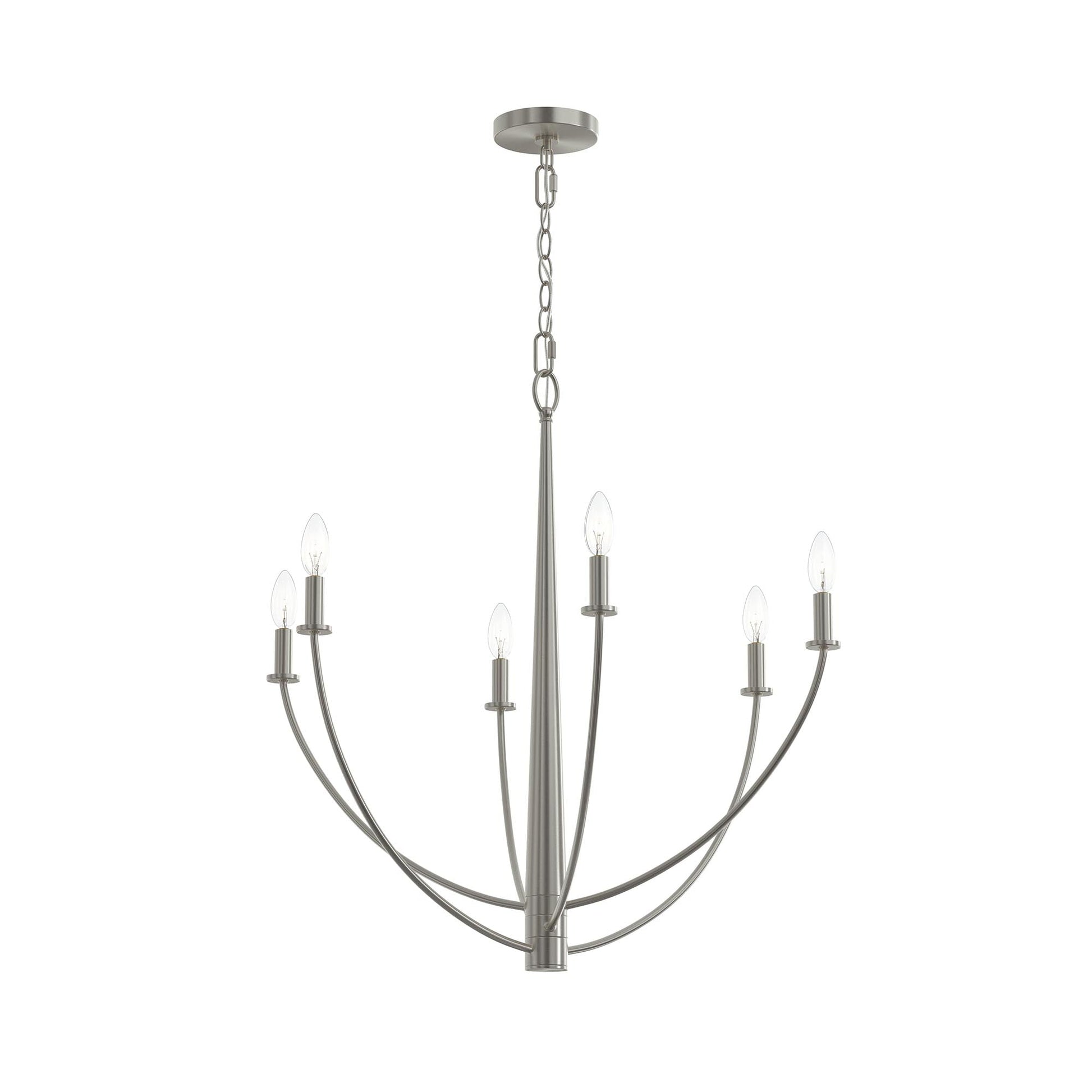Progress Lighting P400459-009 Jheni 6 Light 28 inch Brushed Nickel Chandelier Ceiling Light - Main Product Image