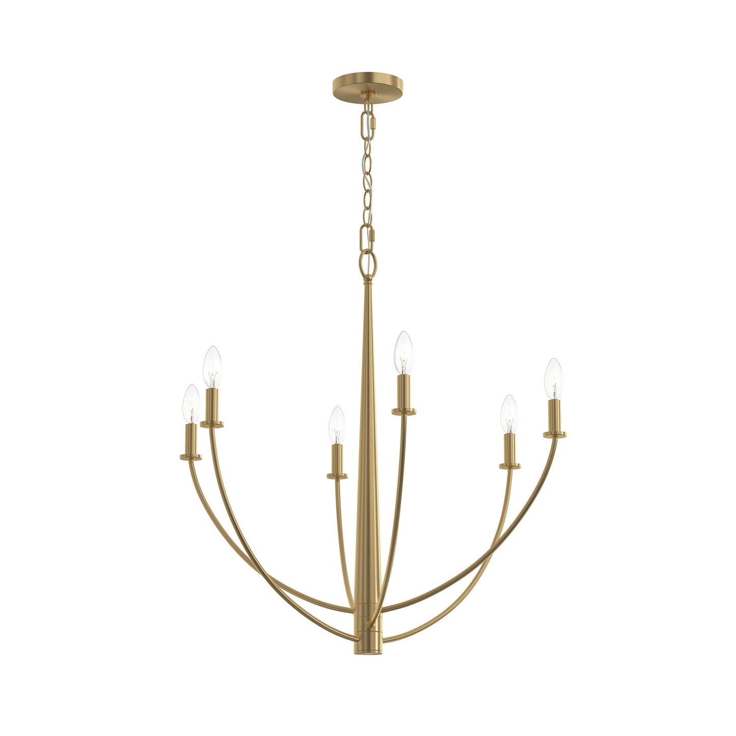 Progress Lighting P400459-191 Jheni 6 Light 28 Inch Brushed Gold Chandelier Ceiling Light - Main Product Image