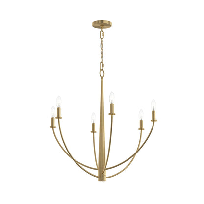 Progress Lighting P400459-191 Jheni 6 Light 28 Inch Brushed Gold Chandelier Ceiling Light - Main Product Image