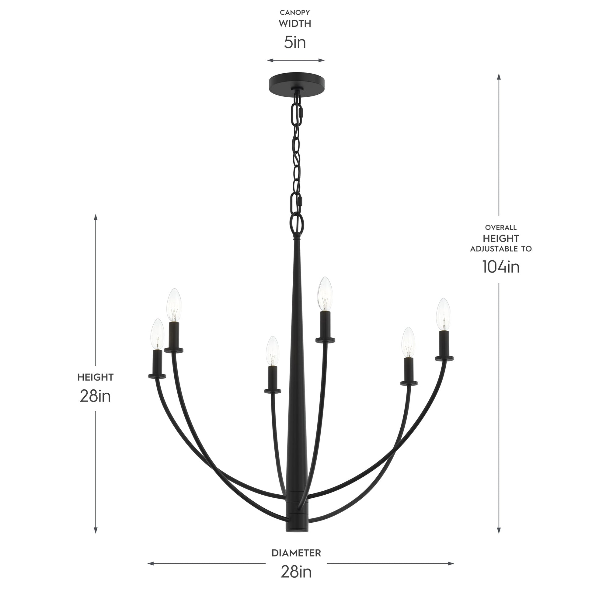 Progress Lighting P400459-31M Jheni Chandelier Dimensions Diagram - 28in Height x 28in Diameter