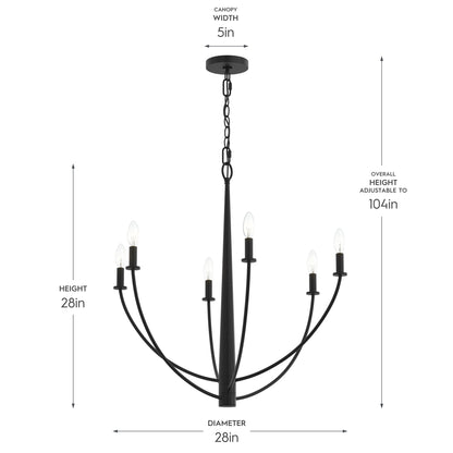 Progress Lighting P400459-31M Jheni Chandelier Dimensions Diagram - 28in Height x 28in Diameter