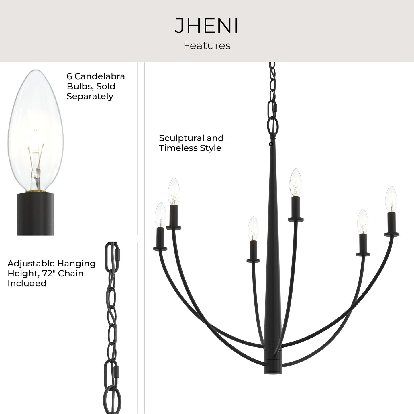 Progress Lighting P400459-31M Jheni 6 Light 28 inch Matte Black Chandelier Ceiling Light