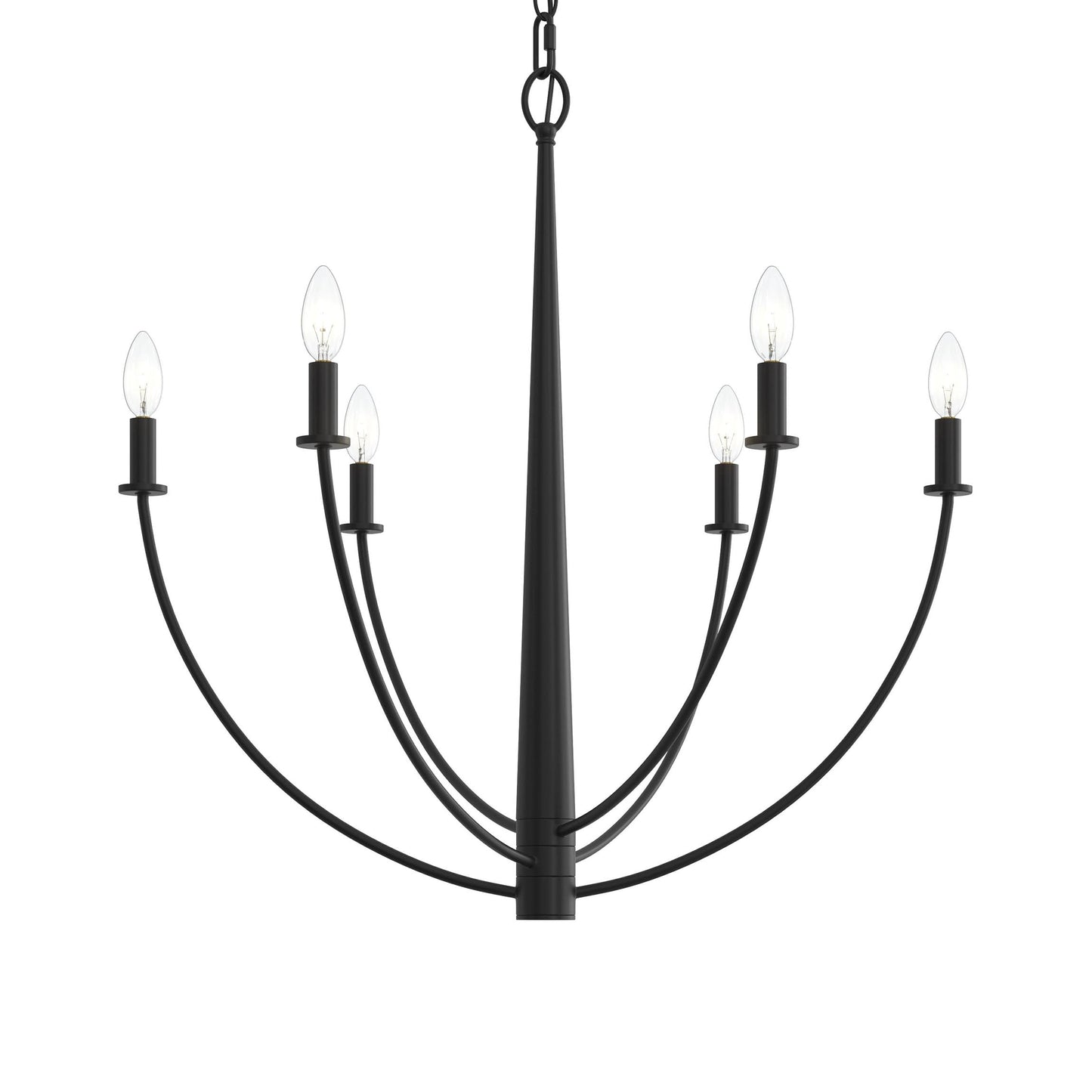 Progress Lighting P400459-31M Jheni 6 Light 28 inch Matte Black Chandelier Ceiling Light