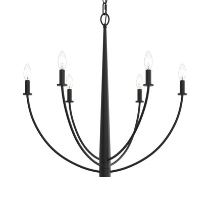 Progress Lighting P400459-31M Jheni 6 Light 28 inch Matte Black Chandelier Ceiling Light
