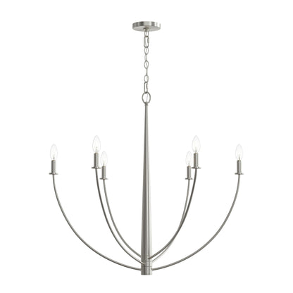 Progress Lighting P400460-009 Jheni 6 Light 34 inch Brushed Nickel Chandelier Ceiling Light