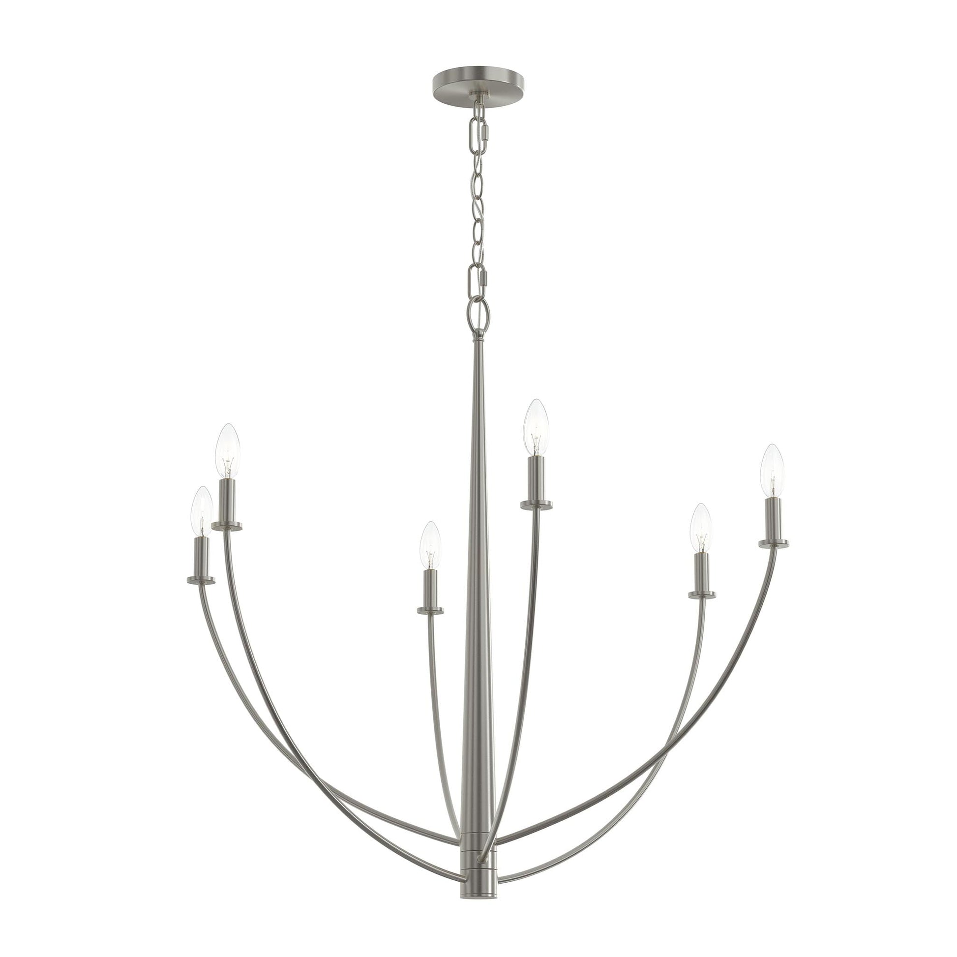 Progress Lighting P400460-009 Jheni 6 Light Brushed Nickel Large Chandelier - Main Product Image