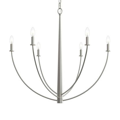 Progress Lighting P400460-009 Jheni 6 Light 34 inch Brushed Nickel Chandelier Ceiling Light