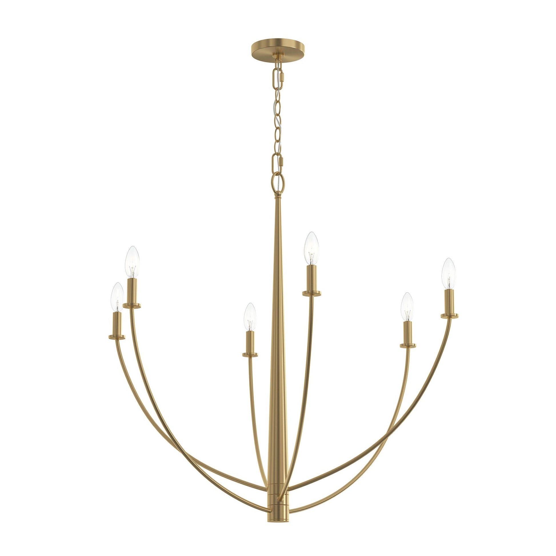 Progress Lighting P400460-191 Jheni 6 Light Brushed Gold Chandelier - Main Product Image