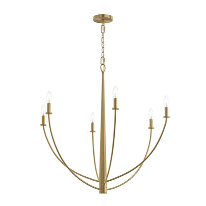 Progress Lighting P400460-191 Jheni 6 Light Brushed Gold Chandelier - Main Product Image