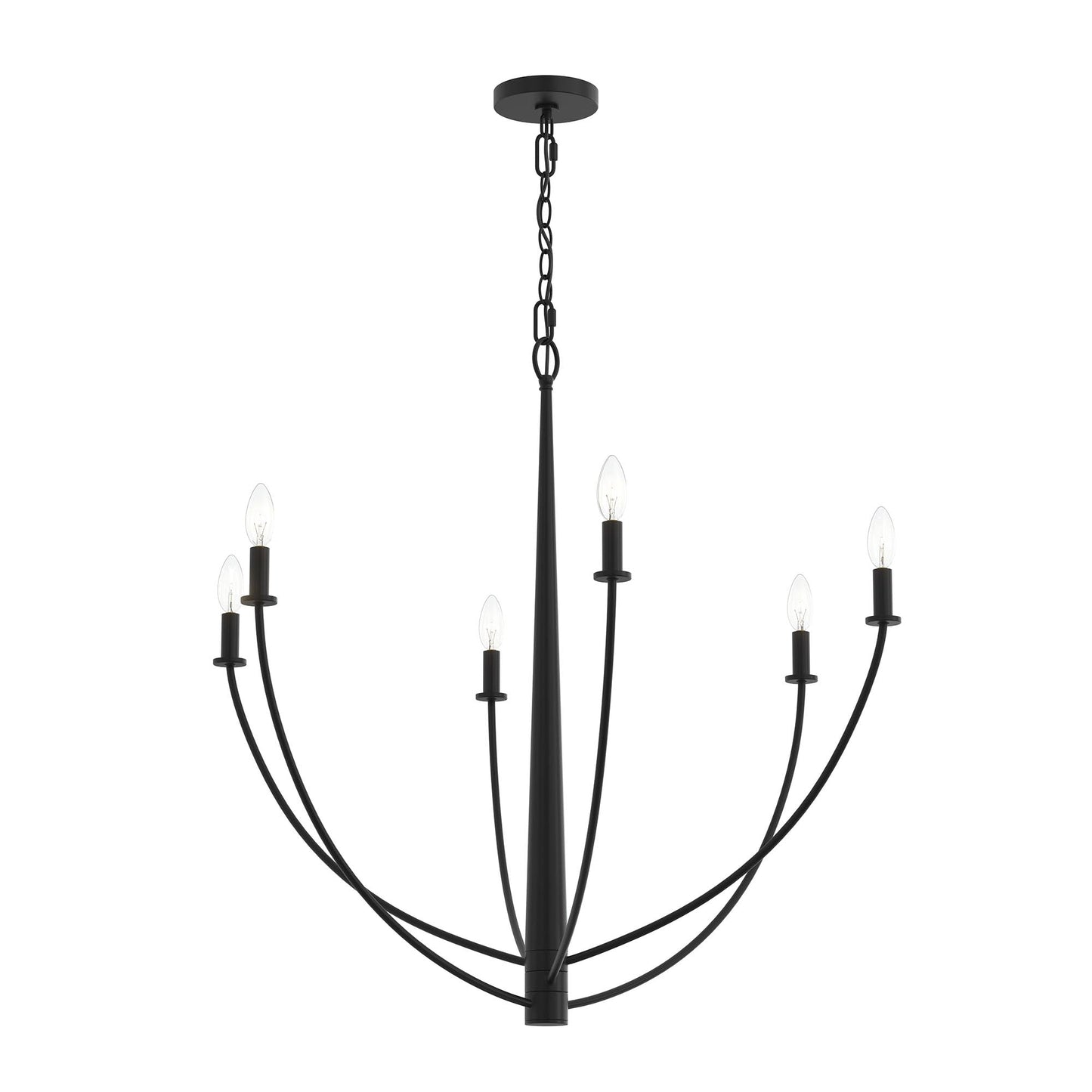 Progress Lighting P400460-31M Jheni 6 Light Matte Black Large Chandelier - Main Product Image