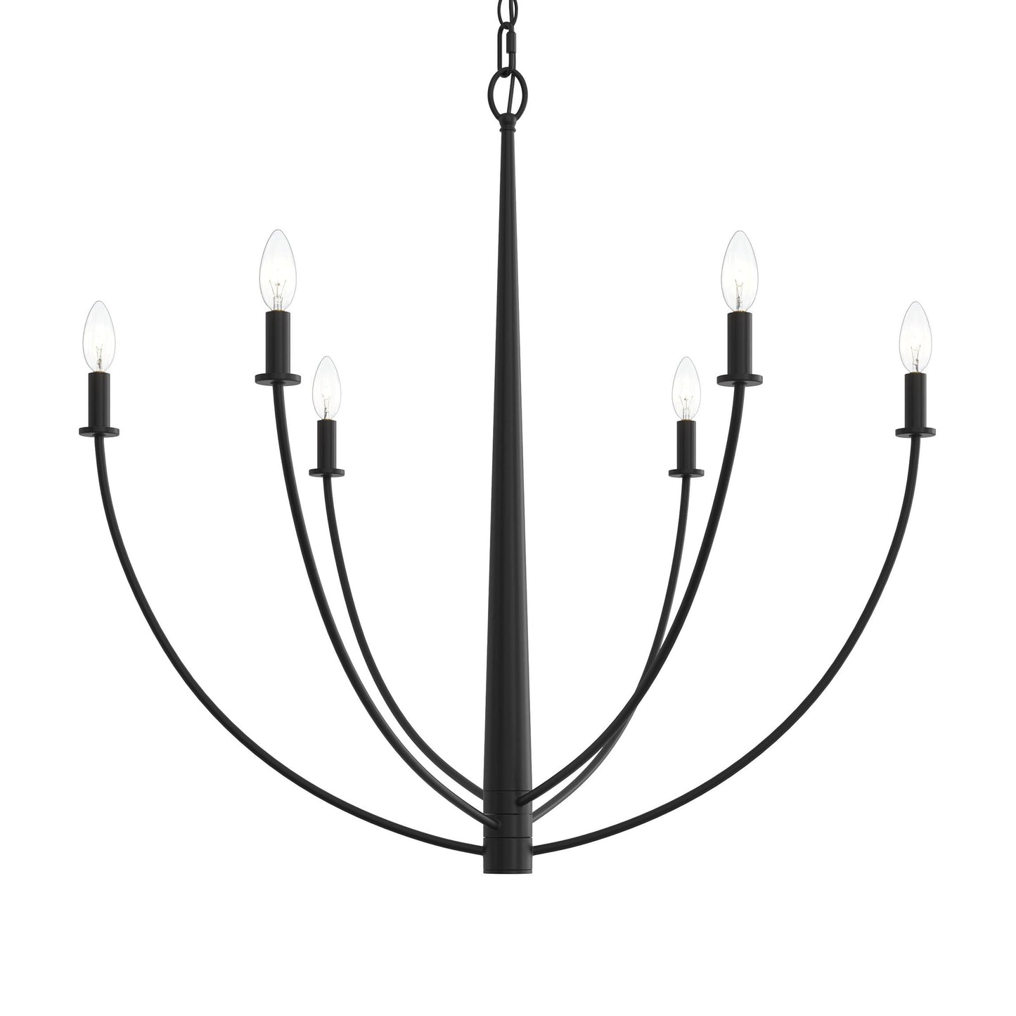 Progress Lighting P400460-31M Jheni 6 Light 34 inch Matte Black Chandelier Ceiling Light