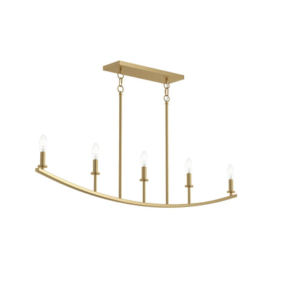 Progress Lighting P400461-191 Jheni 5 Light 45 Inch Brushed Gold Linear Chandelier - Product Image