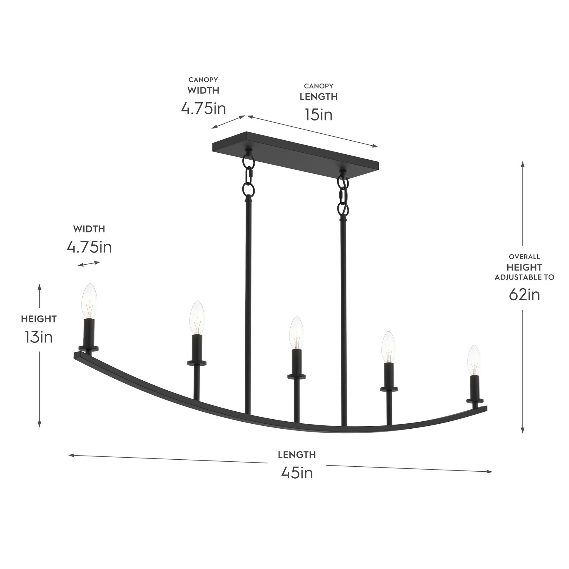 Progress Lighting P400461-31M Jheni Linear Chandelier - Dimension Diagram