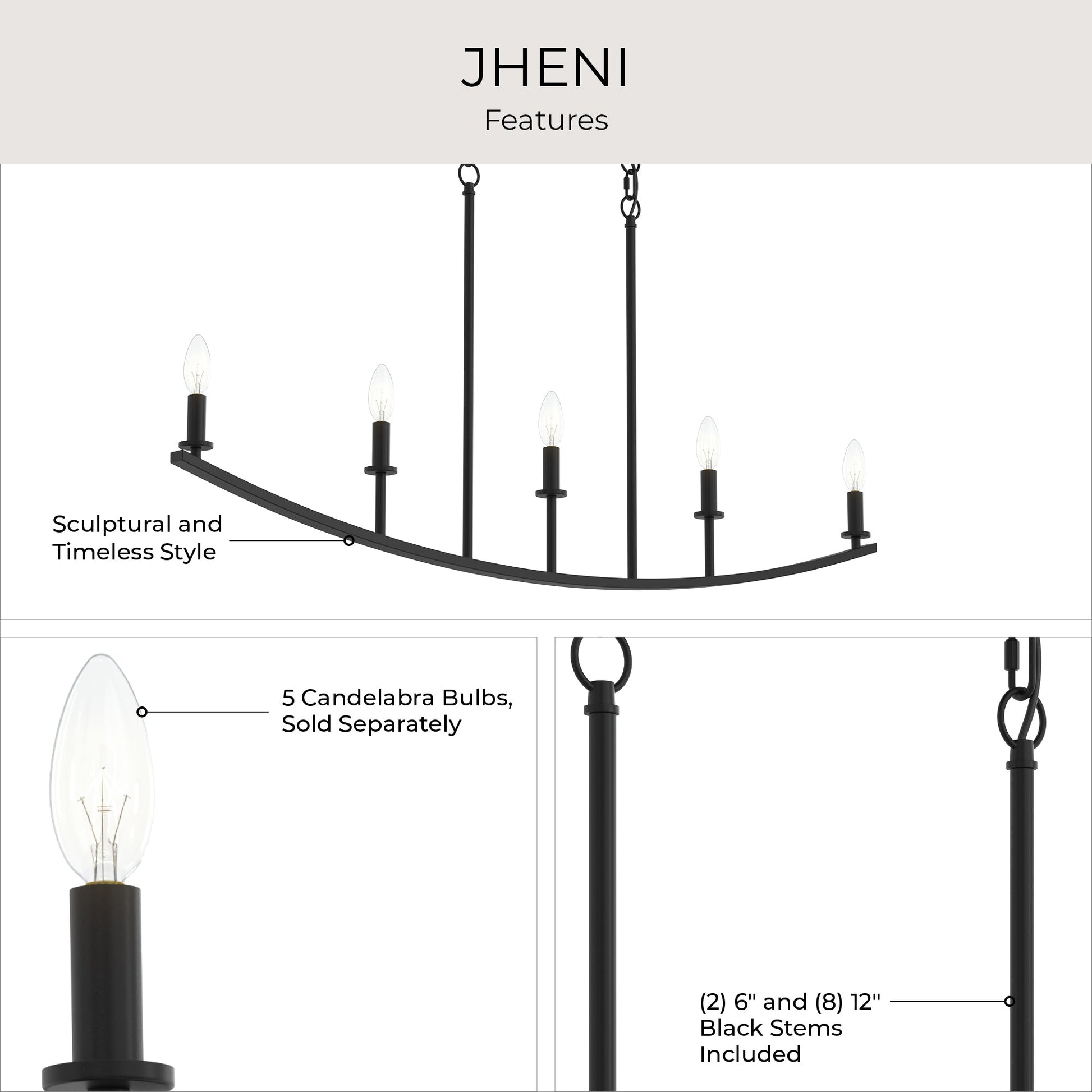Progress Lighting P400461-31M Jheni Linear Chandelier - Feature Infographic