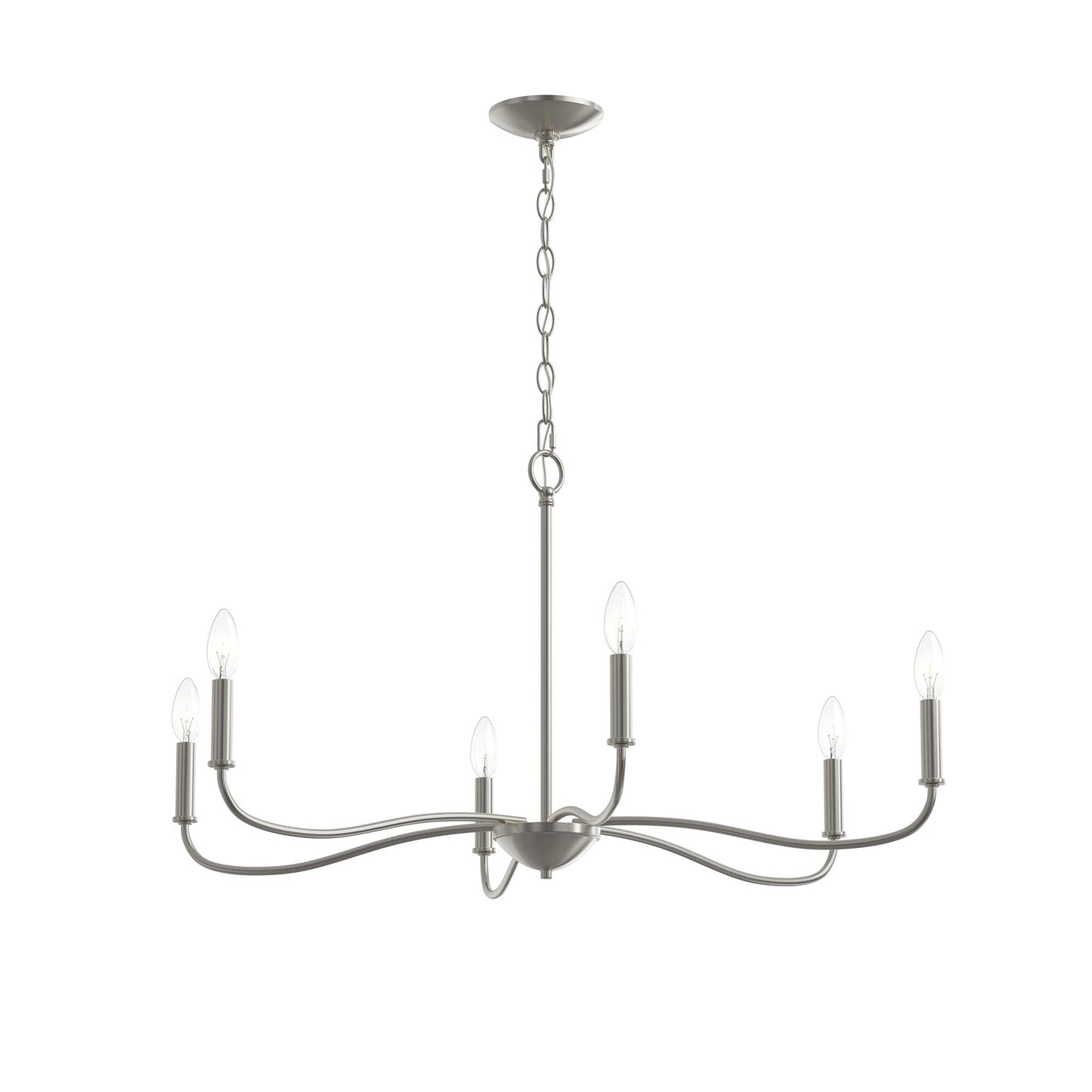 Progress Lighting P400463-009 Ilia 6 Light 34 inch Brushed Nickel Chandelier Ceiling Light - Main Product Image