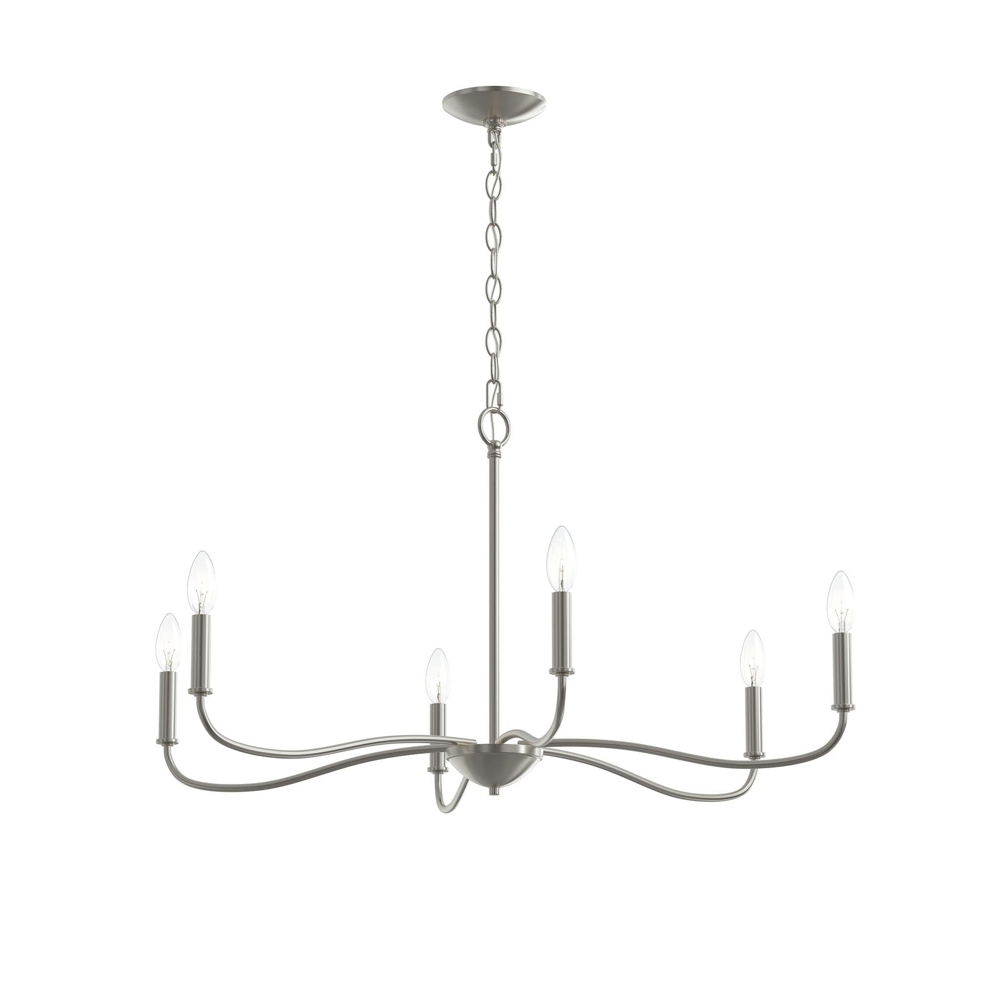 Progress Lighting P400463-009 Ilia 6 Light 34 inch Brushed Nickel Chandelier Ceiling Light - Main Product Image