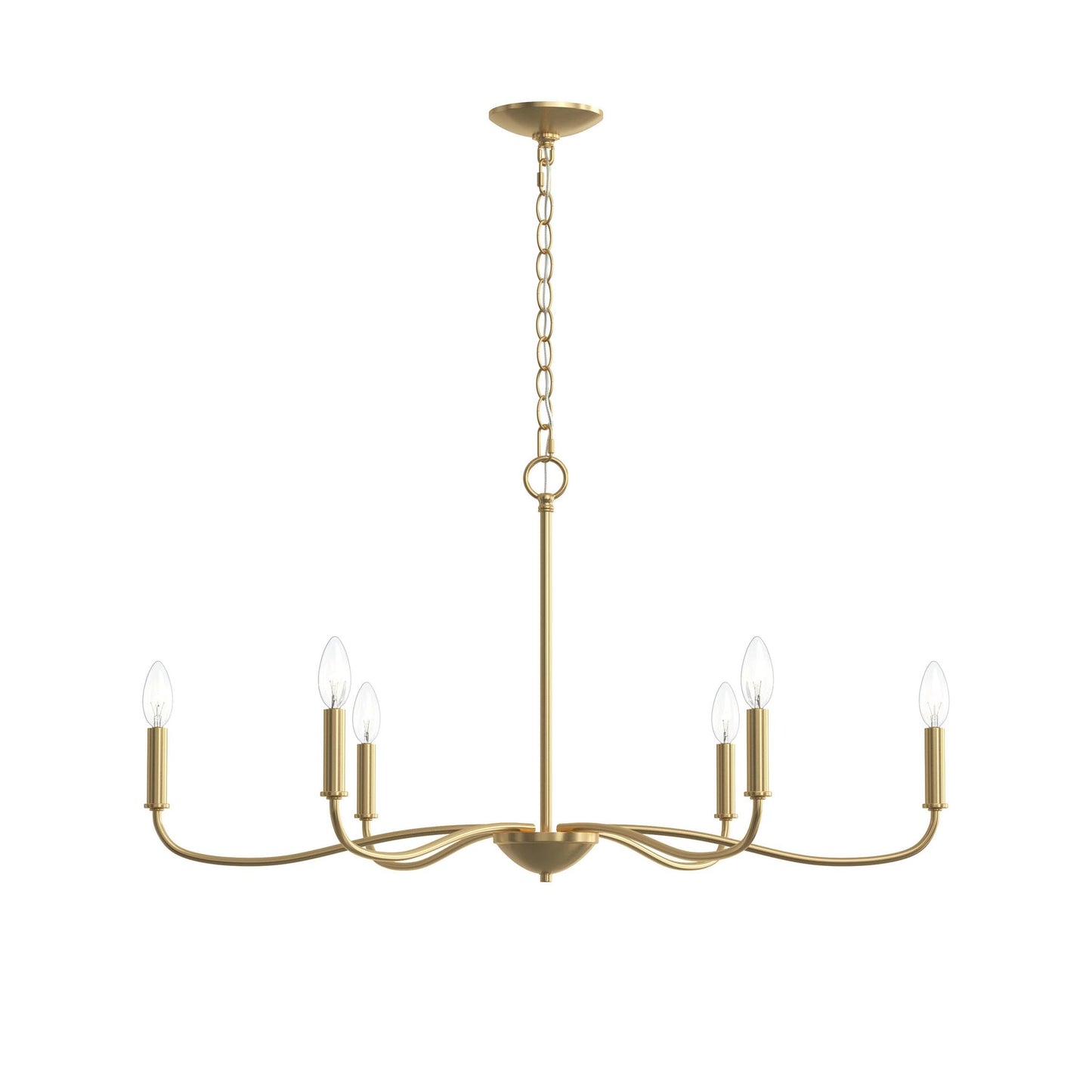 Progress Lighting P400463-191 Ilia 6 Light 34 Inch Brushed Gold Chandelier Ceiling Light