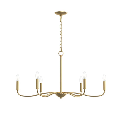 Progress Lighting P400463-191 Ilia 6 Light 34 Inch Brushed Gold Chandelier Ceiling Light