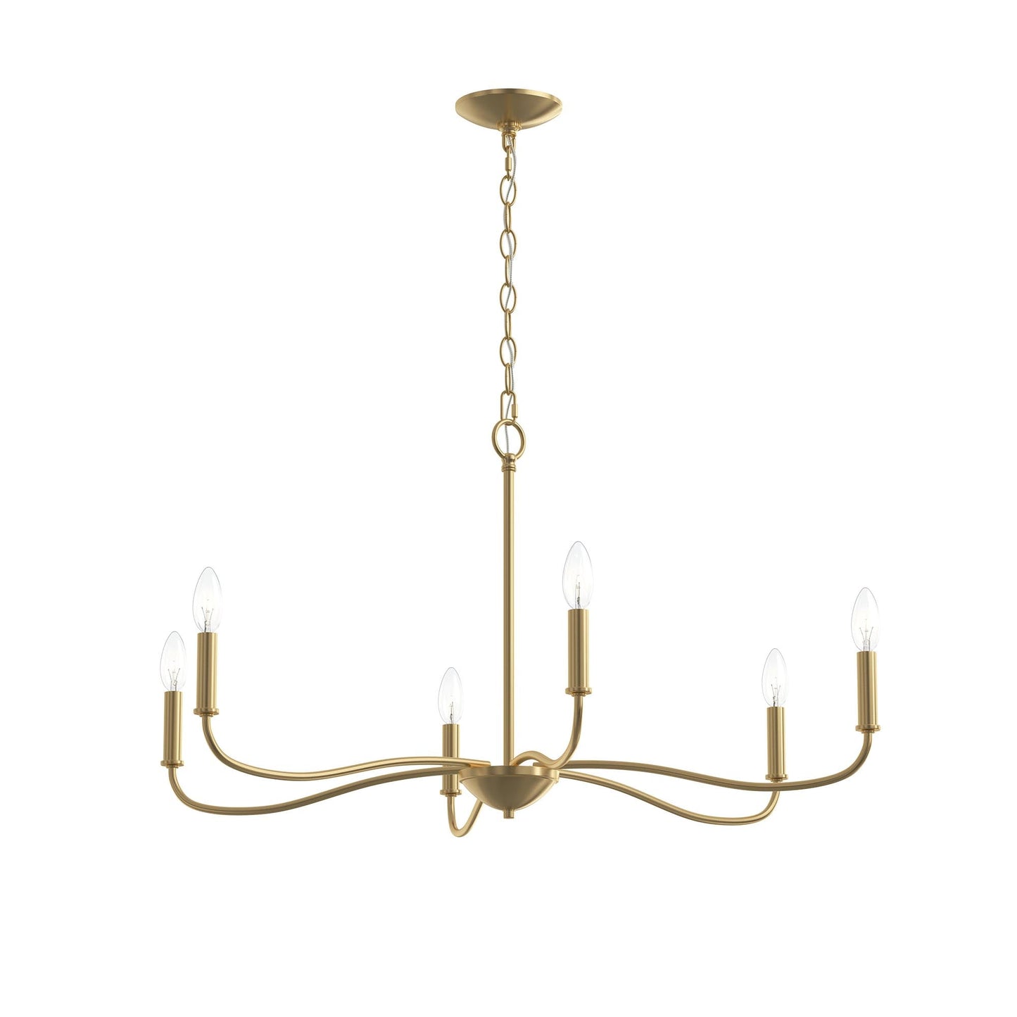 Progress Lighting P400463-191 Ilia 6 Light 34 Inch Brushed Gold Chandelier Ceiling Light