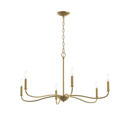 Progress Lighting P400463-191 Ilia 6 Light 34 Inch Brushed Gold Chandelier Ceiling Light