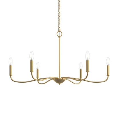 Progress Lighting P400463-191 Ilia 6 Light 34 Inch Brushed Gold Chandelier Ceiling Light