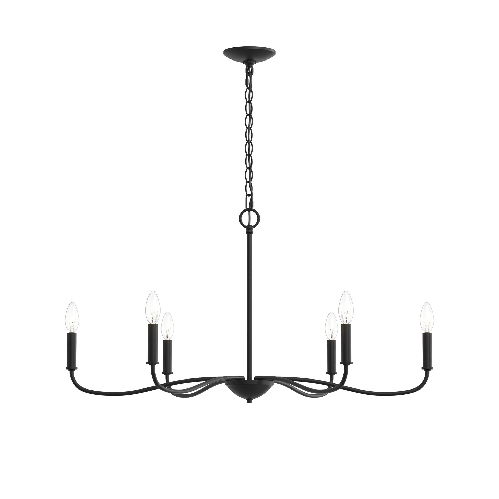 Progress Lighting P400463-31M Ilia 6-Light Matte Black Chandelier - View 8
