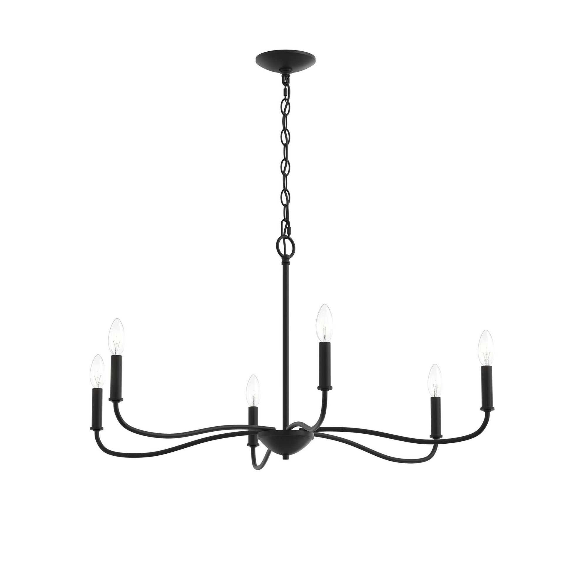 Progress Lighting P400463-31M Ilia 6-Light Matte Black Chandelier Ceiling Light