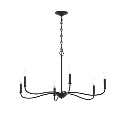 Progress Lighting P400463-31M Ilia 6-Light Matte Black Chandelier Ceiling Light