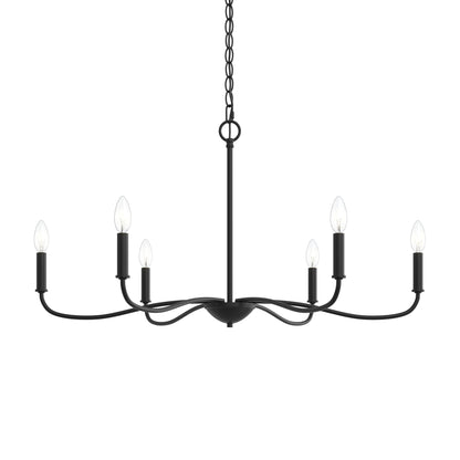 Progress Lighting P400463-31M Ilia 6-Light Matte Black Chandelier - View 9
