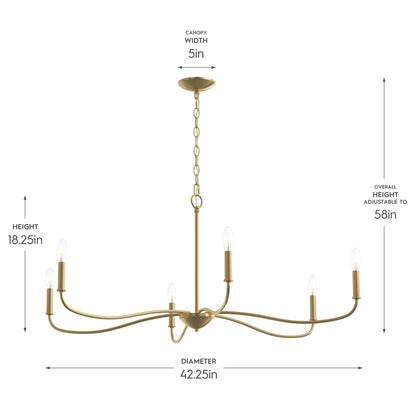 Progress Lighting P400464-191 Ilia Chandelier Dimensions - 42.25 inch Diameter, 18.25 inch Height, Adjustable to 58 inch