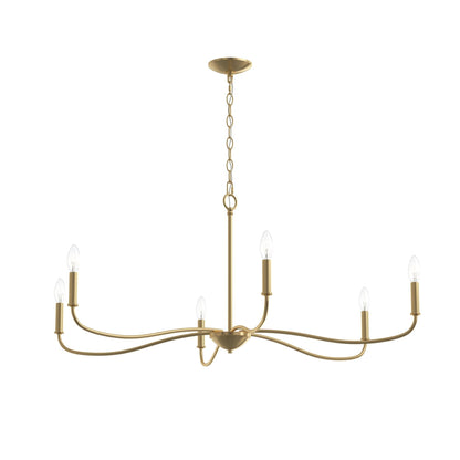 Progress Lighting P400464-191 Ilia 6-Light Brushed Gold Chandelier Ceiling Light - Main Product Image