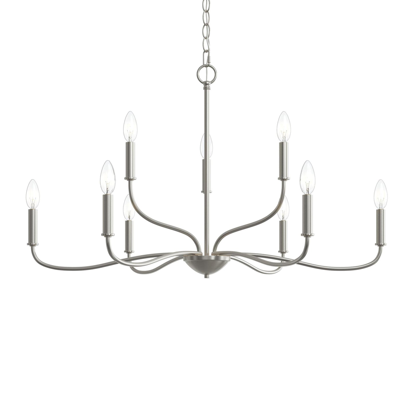 Progress Lighting P400465-009 Ilia 9-Light Brushed Nickel Chandelier - View Without Canopy