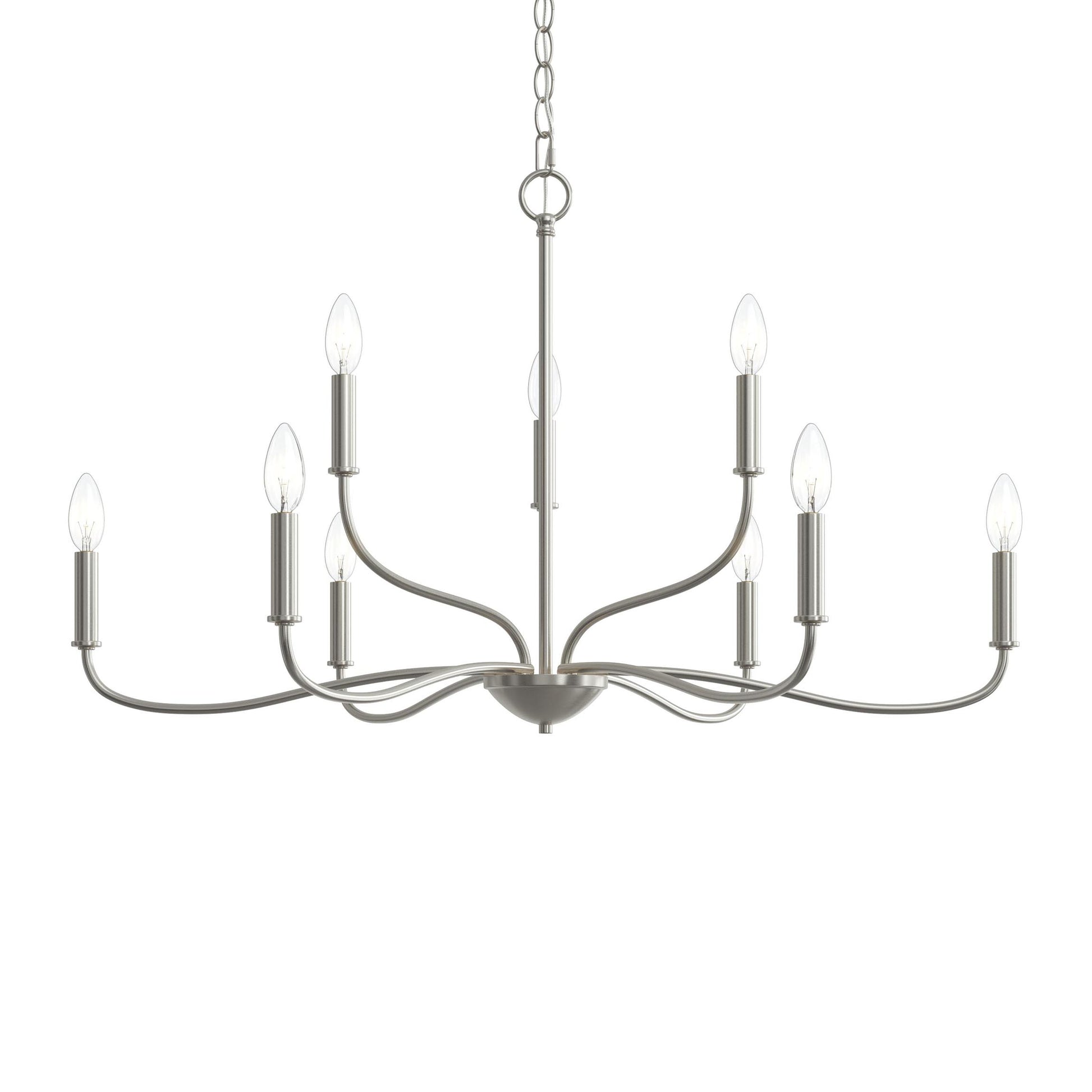 Progress Lighting P400465-009 Ilia 9-Light Brushed Nickel Chandelier - View Without Canopy