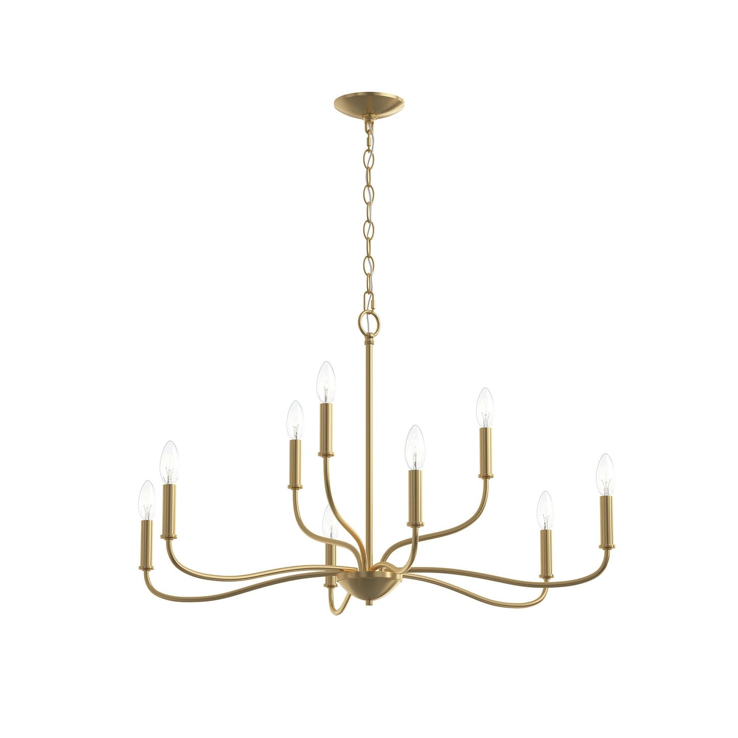 Progress Lighting P400465-191 Ilia 9-Light Brushed Gold Chandelier Ceiling Light on white background
