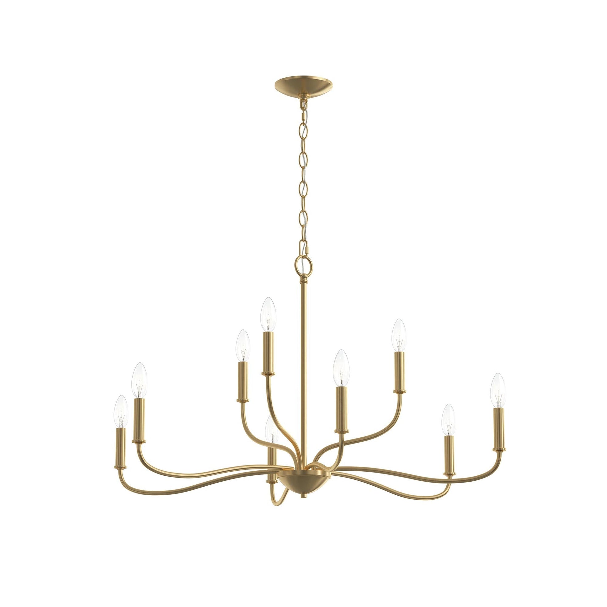 Progress Lighting P400465-191 Ilia 9-Light Brushed Gold Chandelier Ceiling Light on white background