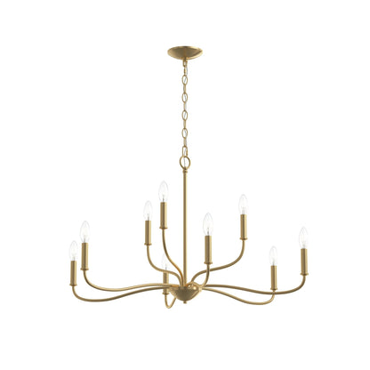 Progress Lighting P400465-191 Ilia 9-Light Brushed Gold Chandelier Ceiling Light on white background