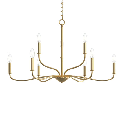 Progress Lighting P400465-191 Ilia 9 Light 34.25 inch Brushed Gold Chandelier Ceiling Light