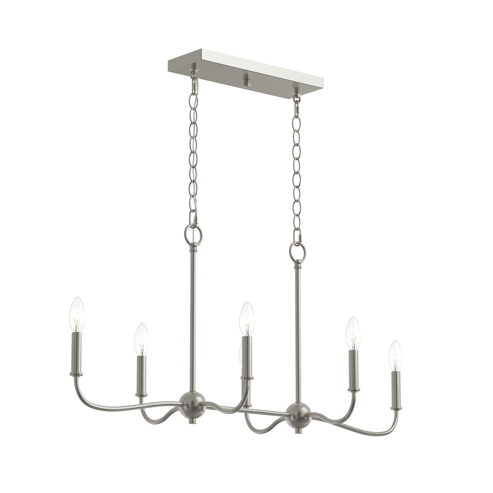 Progress Lighting P400466-009 Ilia 6-Light Brushed Nickel Linear Chandelier