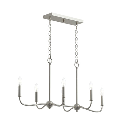 Progress Lighting P400466-009 Ilia 6-Light Brushed Nickel Linear Chandelier