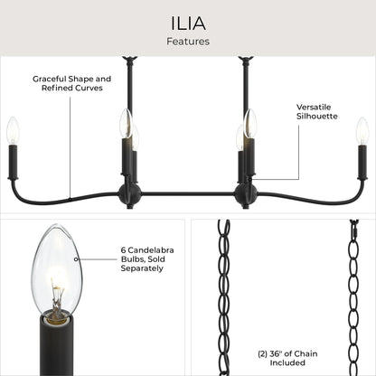 Progress Lighting P400466-31M Ilia Matte Black Linear Chandelier - Additional View 6