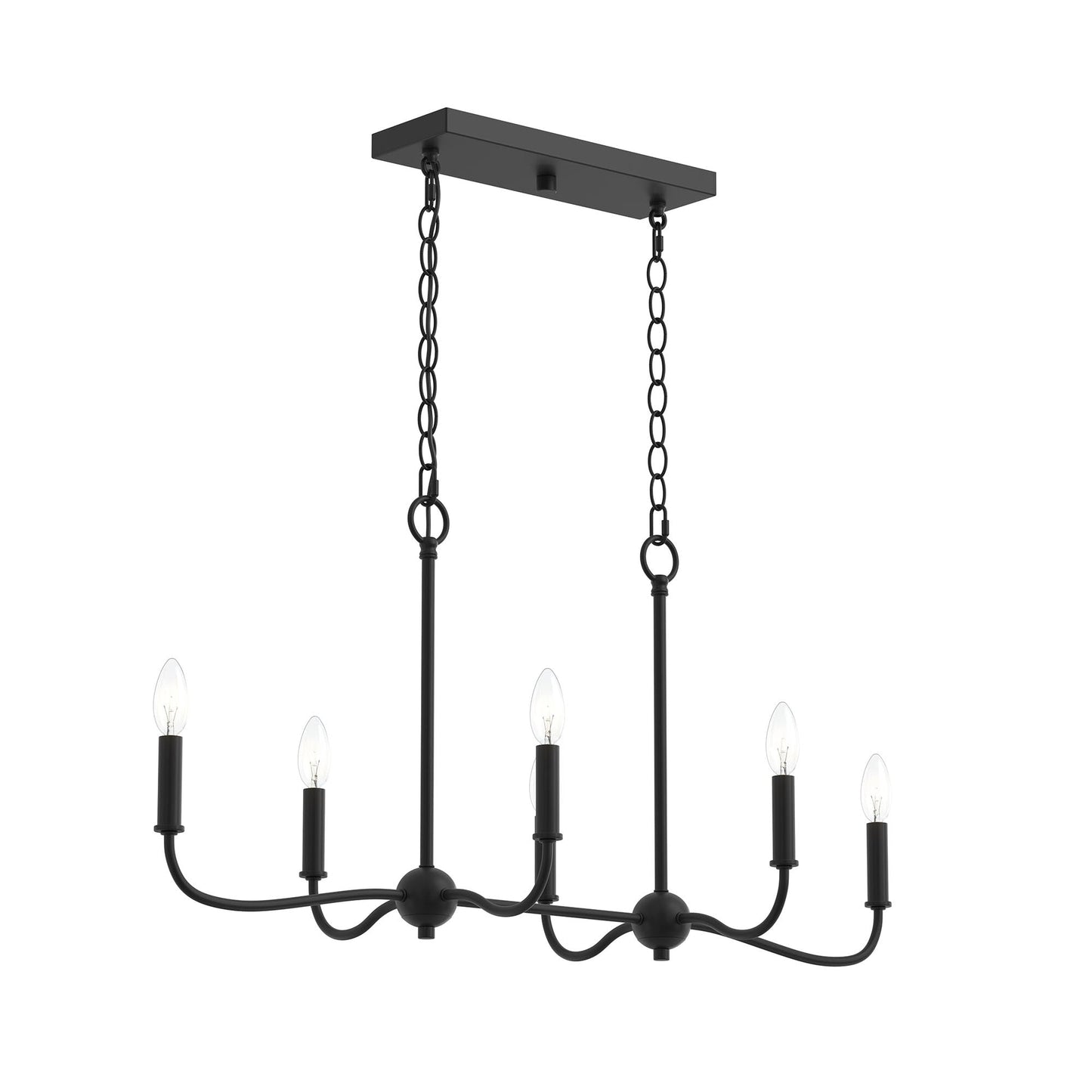 Progress Lighting P400466-31M Ilia 6-Light Matte Black Linear Chandelier - Main Product Image