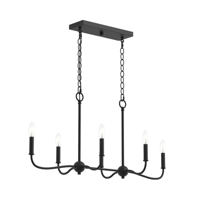 Progress Lighting P400466-31M Ilia 6-Light Matte Black Linear Chandelier - Main Product Image