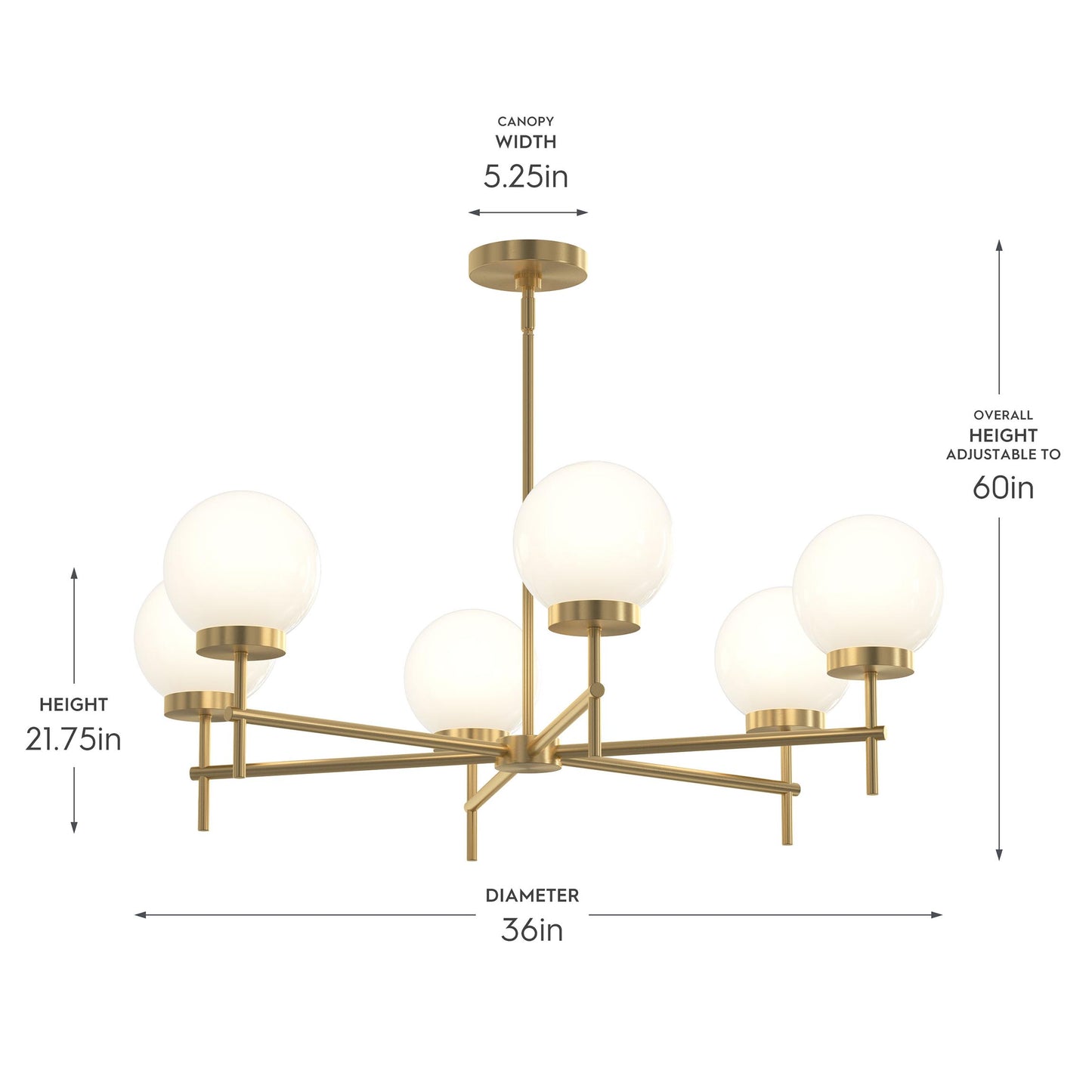 Progress Lighting P400469-191 Rigsby Chandelier Dimensions: 36in Diameter, 21.75in Height, Adjustable to 60in