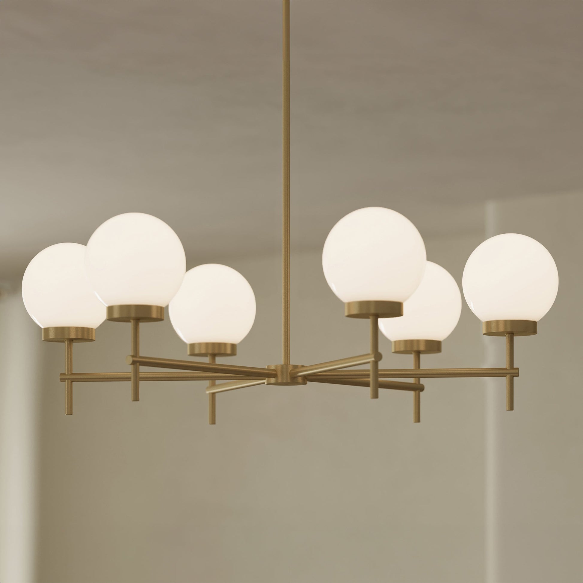 Progress Lighting P400469-191 Rigsby 6 Light Brushed Gold Chandelier - Lifestyle Room Setting