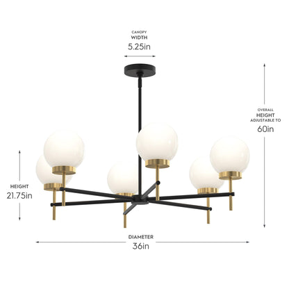 Progress Lighting P400469-319 Rigsby 6 Light Chandelier - Dimensions Diagram