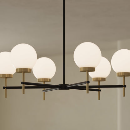 Progress Lighting P400469-319 Rigsby 6 Light Matte Black with Brushed Gold Chandelier - Closeup Detail
