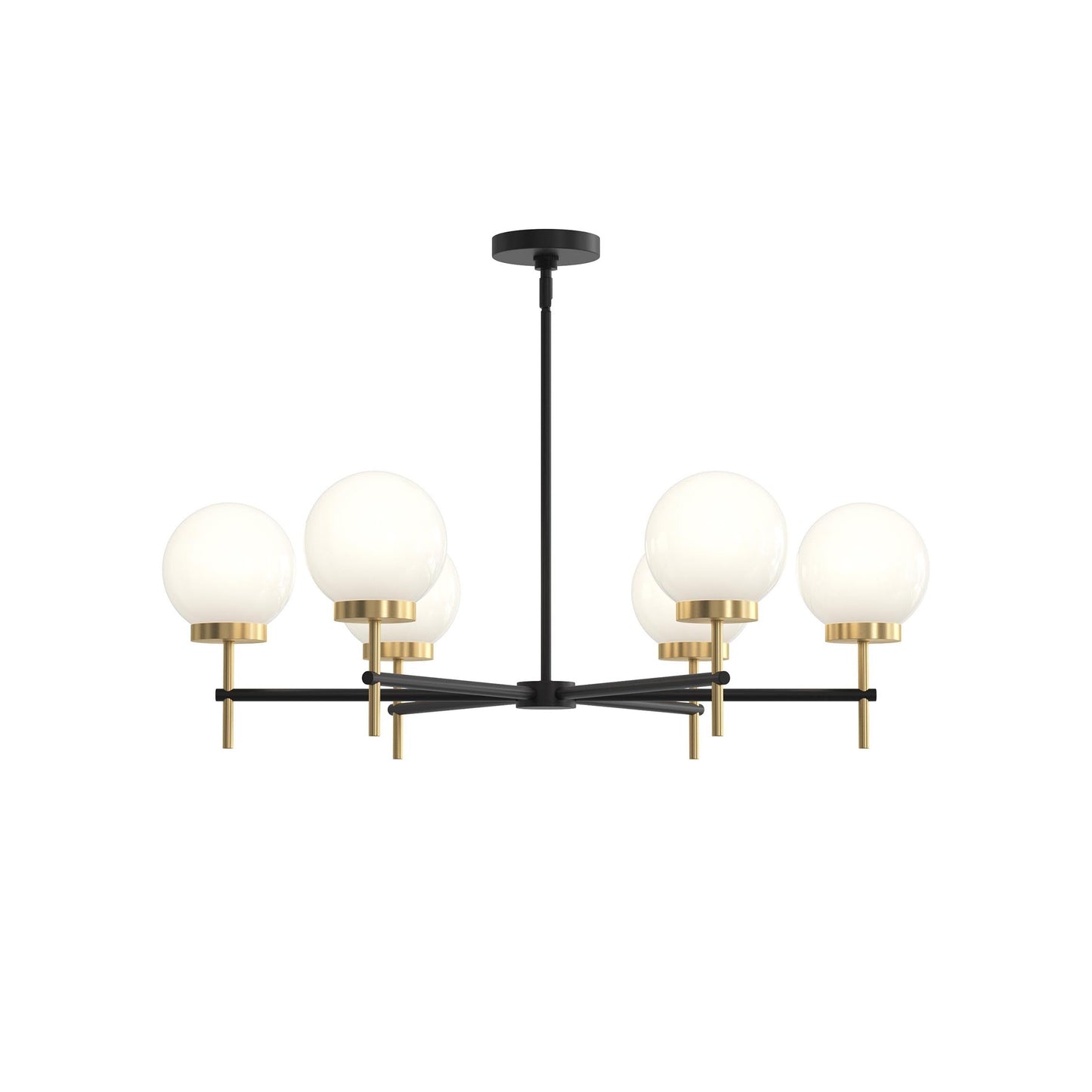Progress Lighting P400469-319 Rigsby 6 Light Matte Black with Brushed Gold Chandelier - Front View