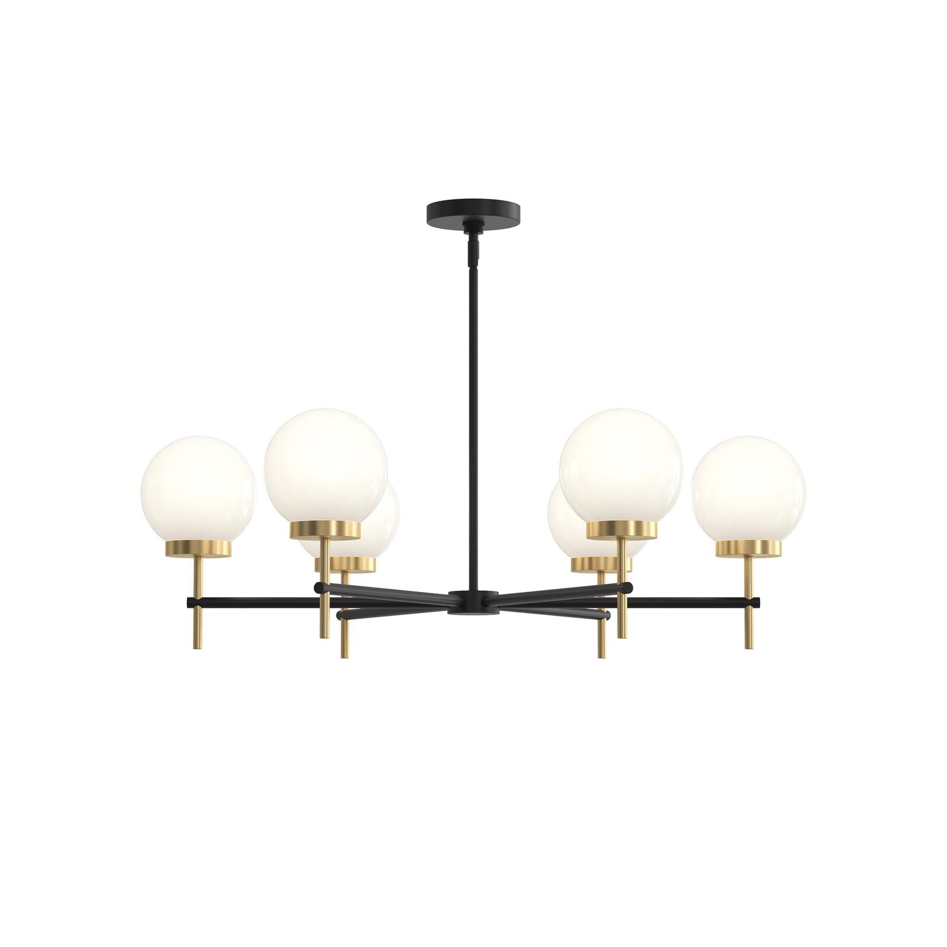 Progress Lighting P400469-319 Rigsby 6 Light Matte Black with Brushed Gold Chandelier - Front View
