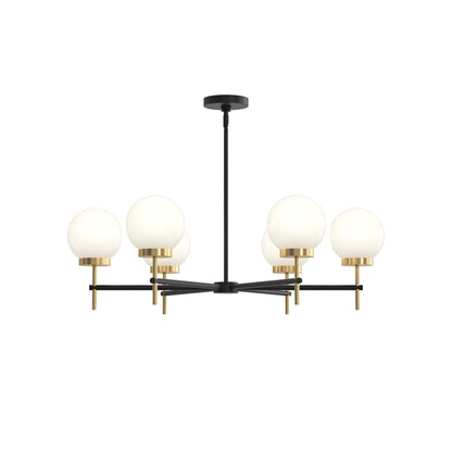 Progress Lighting P400469-319 Rigsby 6 Light Matte Black with Brushed Gold Chandelier - Front View